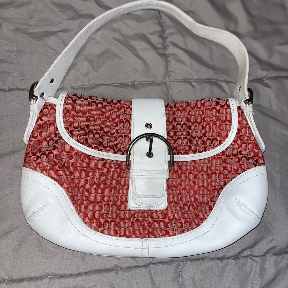 Vintage signature red/white coach purse